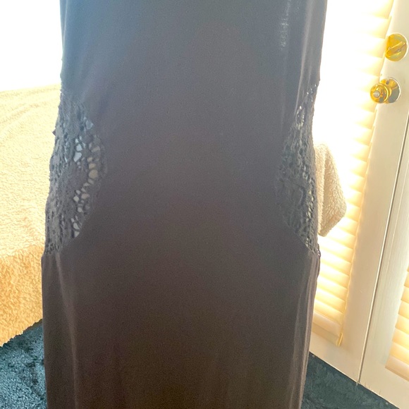 Rip Curl maxi dress black with side waist crochet cut outs L - Picture 3 of 12